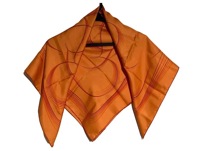 Hermès HERMES CARRE 90 Orange Silk  ref.721548