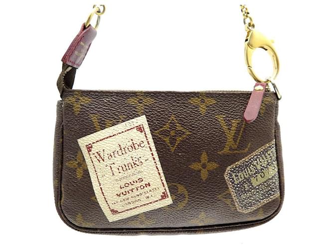 LOUIS VUITTON MINI POCHETTE HANDBAG IN MONOGRAM PATCH EDITION POUCH CANVAS Brown Cloth  ref.721692