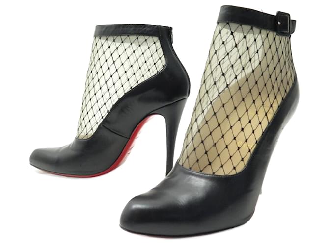 RESILLISSIMA CHRISTIAN LOUBOUTIN SHOES 100 KID RESILLE BLACK LEATHER BOOTS  ref.721786