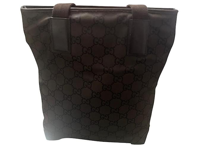 Gucci Tote Handbag Marrone Tela  ref.721831