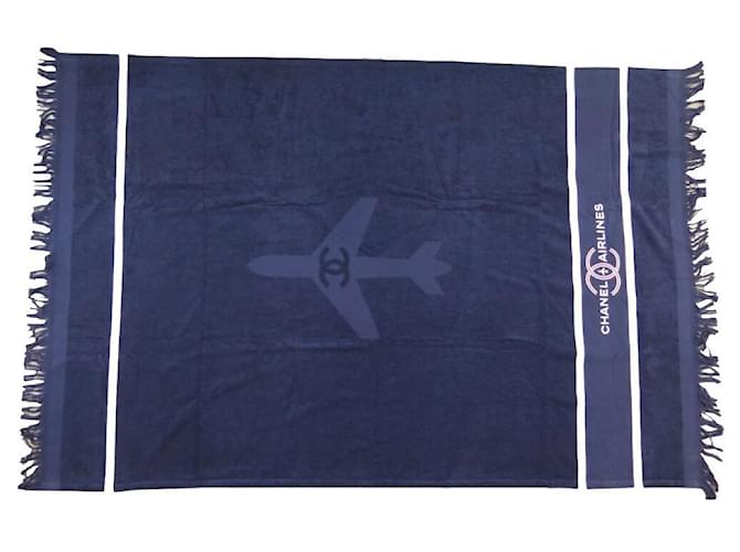 NEUES CHANEL AIRLINES LOGO CC STRANDTUCH 125x188CM BLAUES STRANDTUCH NEU Marineblau Baumwolle  ref.721906