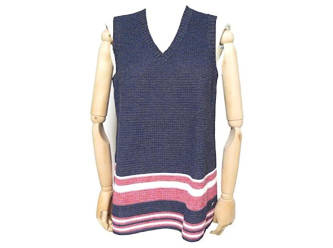 NEW TOP CHANEL P53641 KNITTED TANK TOP M 40 BLUE PINK TOP KNITTED TUNIC  Cotton ref.721908 - Joli Closet