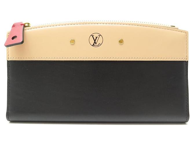 NEW LOUIS VUITTON CITY STEAMER WALLET BLACK LEATHER AND BEIGE LEATHER  ref.721918 - Joli Closet