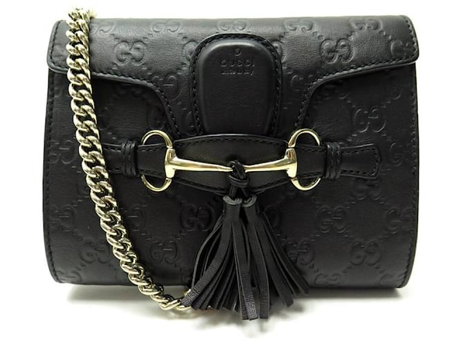 NEUE GUCCI EMILY MINI GUCCISSIMA HANDTASCHE 369622 Schwarzes Lederarmband ref.721953 Joli Closet