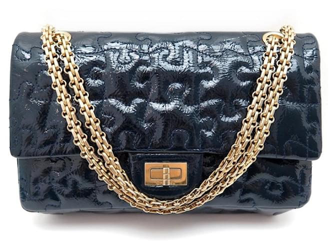 Chanel handbag 2.55 PUZZLE MM CROSSBODY IN BLUE PATENT LEATHER
