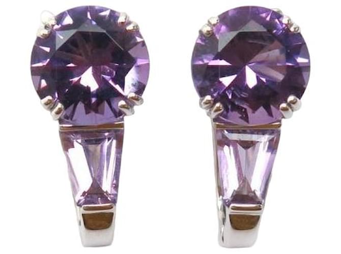 NINE MAUBOUSSIN FREE AND SENSUAL GOLD AMETHYST EARRINGS 2.7ct Silvery White gold  ref.721972