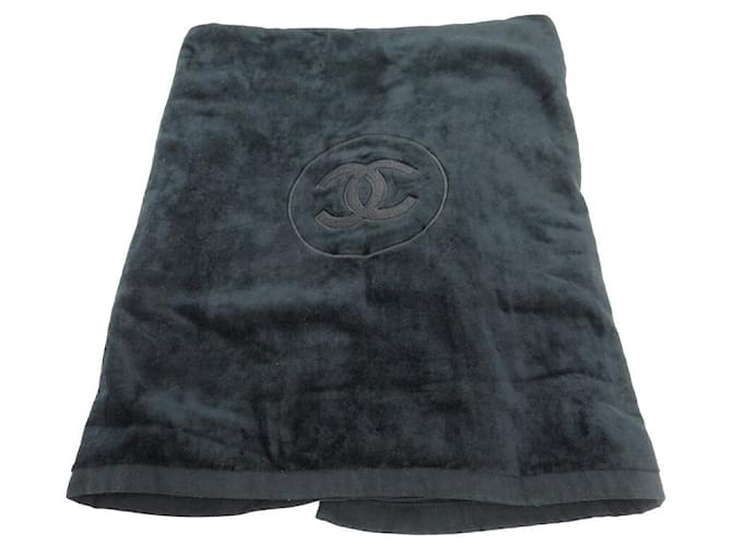 NEW CHANEL BEACH TOWEL 120x180 CM LOGO CC BLACK BATH TOWEL BEACH TOWEL  Cotton ref.721996 - Joli Closet