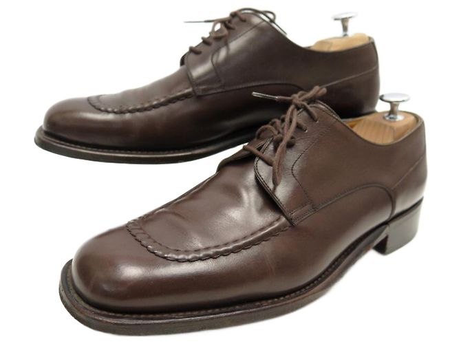 Hermès Scarpe Hermes 41 DERBY PUNTA DRITTA IN PELLE MARRONE