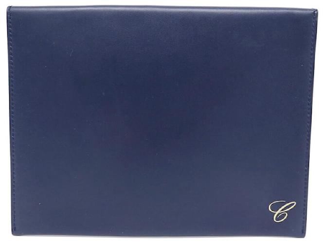 NEW CHOPARD ENVELOPE POUCH 22.5CM BLUE LEATHER LEATHER POUCH CLUTCH  ref.722000