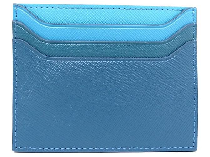 NEW PIAGET CARD HOLDER BLUE GRAINED LEATHER BOX NEW BLUE LEATHER