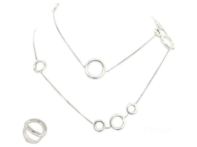 CHRISTOFLE CONJUNTO COLLAR COLLAR ANILLO IDOLE T51 ANILLOS DE PLATA