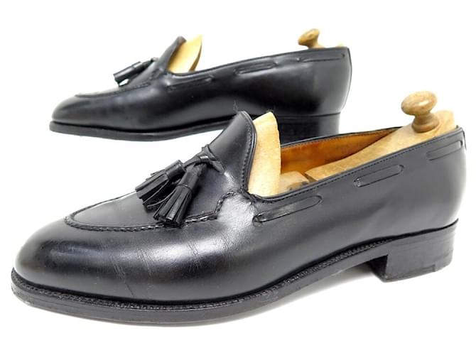 JM WESTON SHOES 173 MOCCASINS WITH TASSELS 8 42 WIDE BLACK LEATHER SHOES  ref.722087