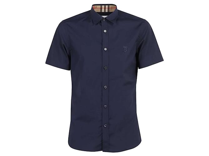 Burberry TB shirt with embroidery Blue Cotton  ref.722829