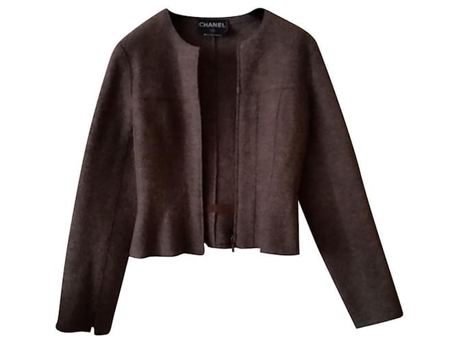 Chanel Jackets Taupe Wool  ref.722847