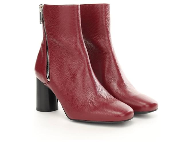 Claudie Pierlot Ankle Boots Dark red Leather  ref.722867