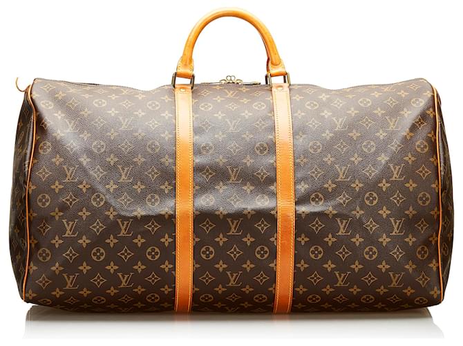 LOUIS VUITTON Keepall 60 Monogram Canvas Travel Bag Brown