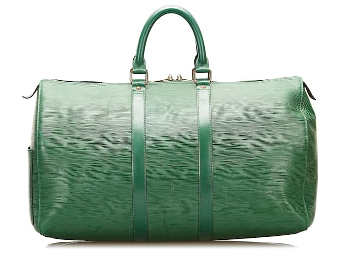 Louis Vuitton Green Epi Keepall 45 Verde Cuero  ref.722937