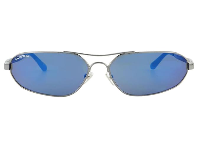 Balenciaga Óculos de sol em metal prateado/azul Multicor  ref.723044