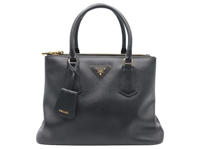 Prada Grand sac en cuir Saffiano noir Galleria  ref.723087