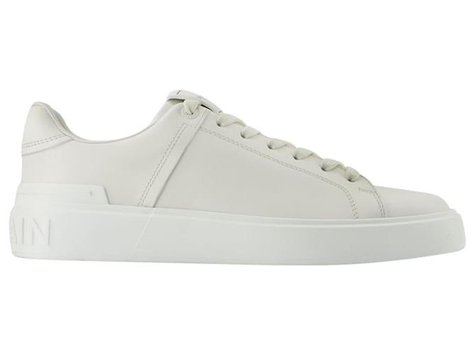 B Court Sneakers - Balmain - White - Leather  ref.723143