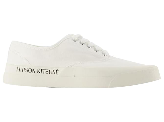 Autre Marque Lace-Up Sneakers in White Canvas Cloth  ref.723192