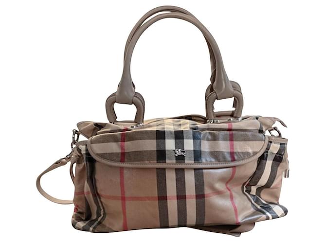 Burberry Travel Bag Nova Check Brown Leather - Burberry Luggage