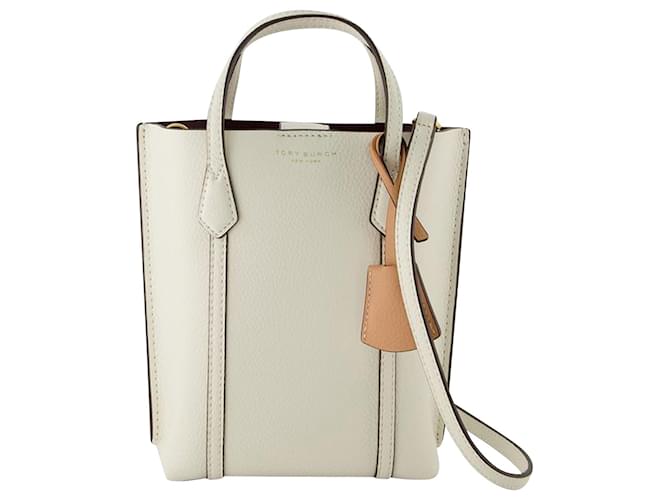 Perry Mini Hobo Bag - Tory Burch -  New Ivory - Leather White Pony-style calfskin  ref.723331