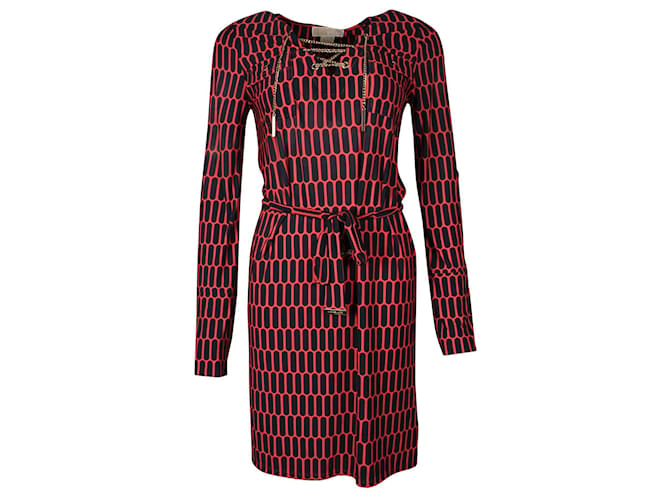 Michael Kors Red and Navy Long Sleeve Dress  ref.723405