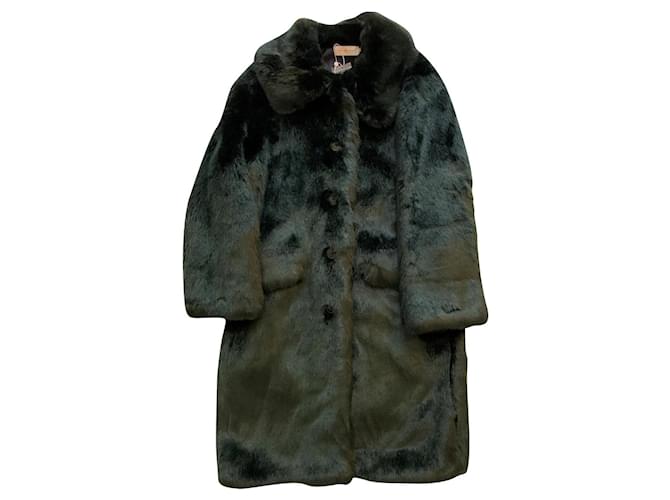 Tory Burch Eco fur coat in emerald green Faux fur  ref.723542