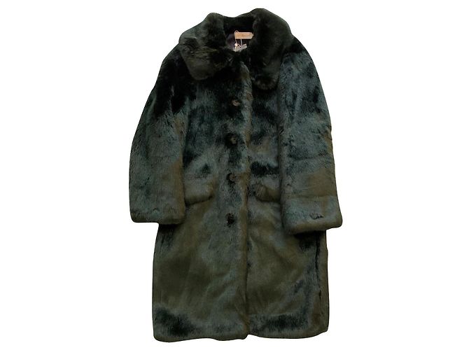 Tory Burch Eco fur coat in emerald green