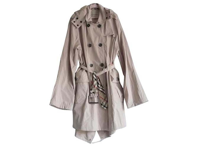 BURBERRY Beigefarbener Trenchcoat mit abnehmbarer Kapuze 14 AN B.E Polyester  ref.723669