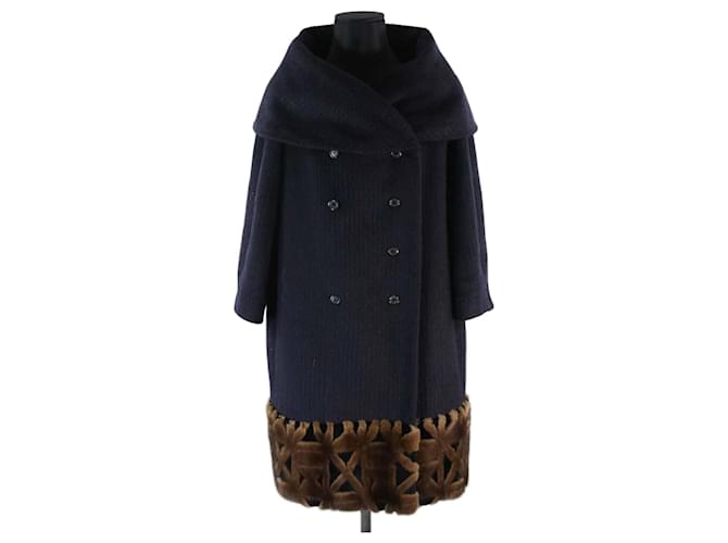 Louis Vuitton coat 42 Blue Wool  ref.723829