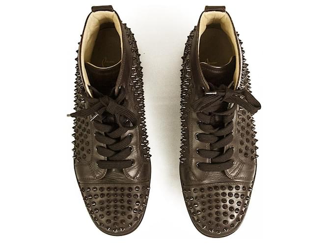 Christian Louboutin Brown Leather Mens Louis Allover Spikes High Top Sneaker 42,5  ref.723926