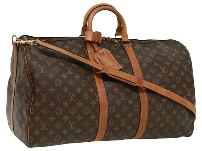 Louis Vuitton Keepall Bandoulière 55 Brown Cloth  ref.723998
