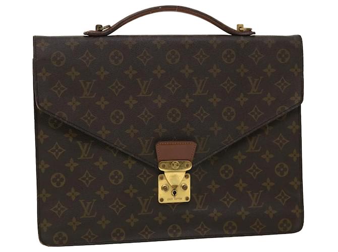 Louis Vuitton Poche Document Brown Canvas Briefcase Bag (Pre-Owned)