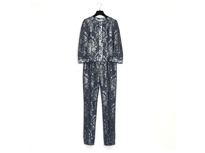 Giacca Jean Louis Scherrer Blu Navy e Argento in Cotone 38FR