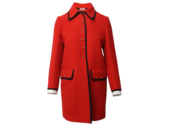 Miu Miu Button-Front Coat in Red Lana Vergine Wool  ref.724224