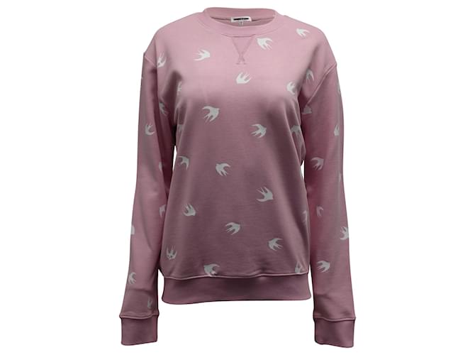 Alexander McQueen Swallow Printed Sweatshirt in Pink Cotton   ref.724227