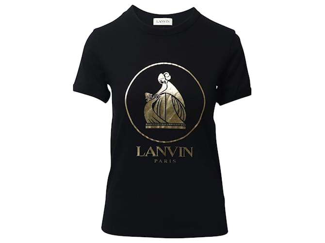 Lanvin Mutter-Kind-Logo-T-Shirt aus schwarzer Baumwolle  ref.724250