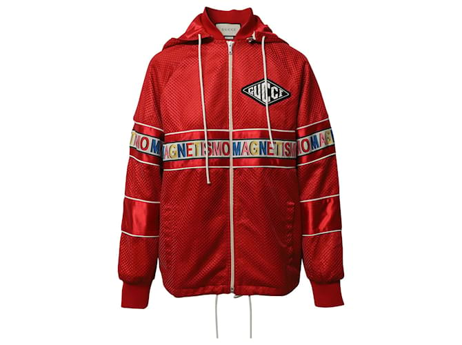Gucci Magnetismo Stripe Jacket in Red Polyester  ref.724266
