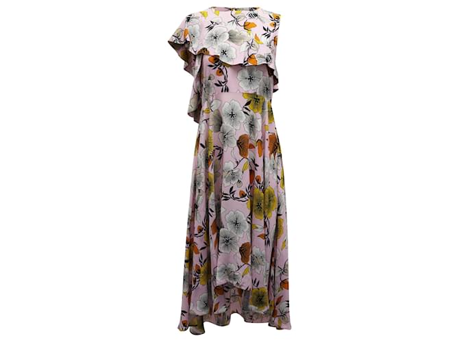 Maje One-shoulder Crepe Midi Dress in Floral Print Viscose Cellulose fibre  ref.724282