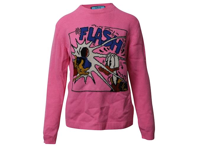 Gucci x Disney Donald Duck Intarsia Sweater in Pink Wool  ref.724292