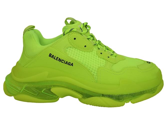 Balenciaga Triple S Sneaker mit durchsichtiger Sohle aus Polyurethan in Neongelb Kunststoff  ref.724300