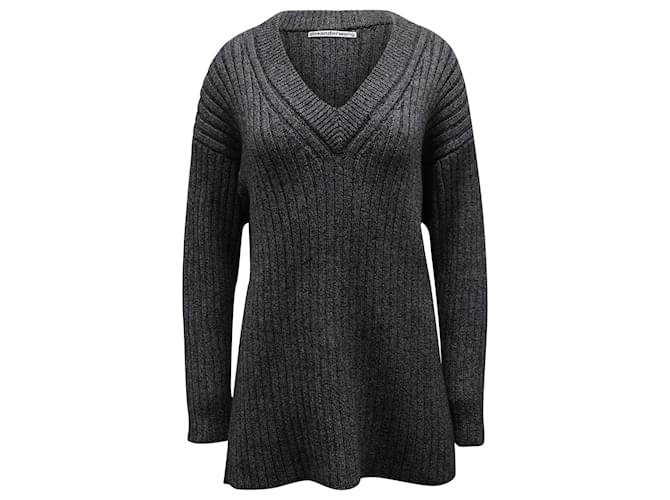 Alexander Wang Star Safety Pin Sweater in Grey Laine Wool  ref.724332