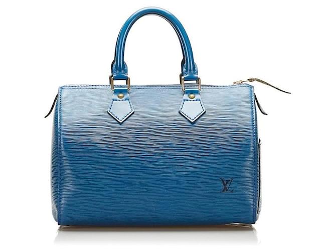 Louis Vuitton Epi Speedy 25 Azul Couro Bezerro-como bezerro  ref.724437