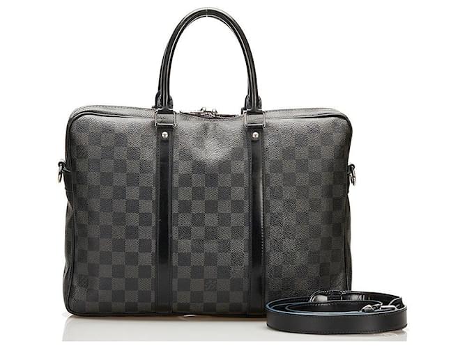Men's Lous Vuitton Bag Porte Documents Jour in Damier graphite