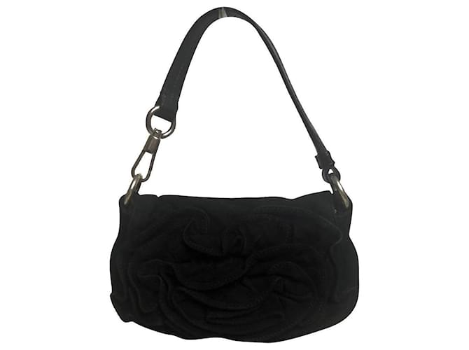 Mini sac Yves Saint Laurent Fleur Collection Nadja Noir Daim 