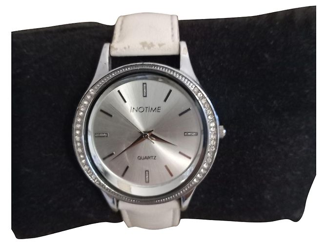 Autre Marque Relógio INOTIME em couro branco e cristais