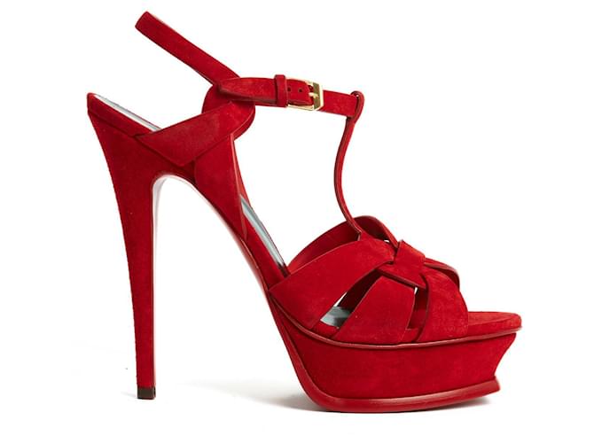 Saint Laurent RED SUEDE TRIBUTE EN39 New Deerskin  ref.725272