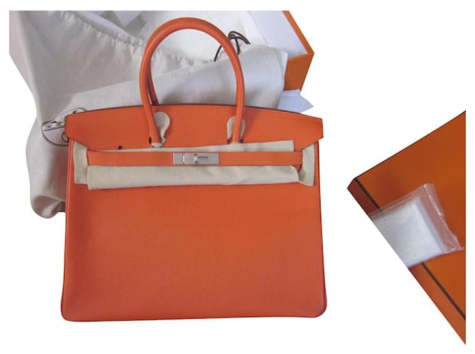 Hermès Birkin 35 Epsom Feu Horse Shoe Special Order Orange Leather  ref.725293